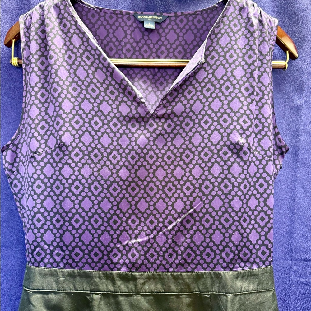 Vintage Banana Republic Dress Purple Geo Satin Top Olive Skirt Size 6 2012 Rare